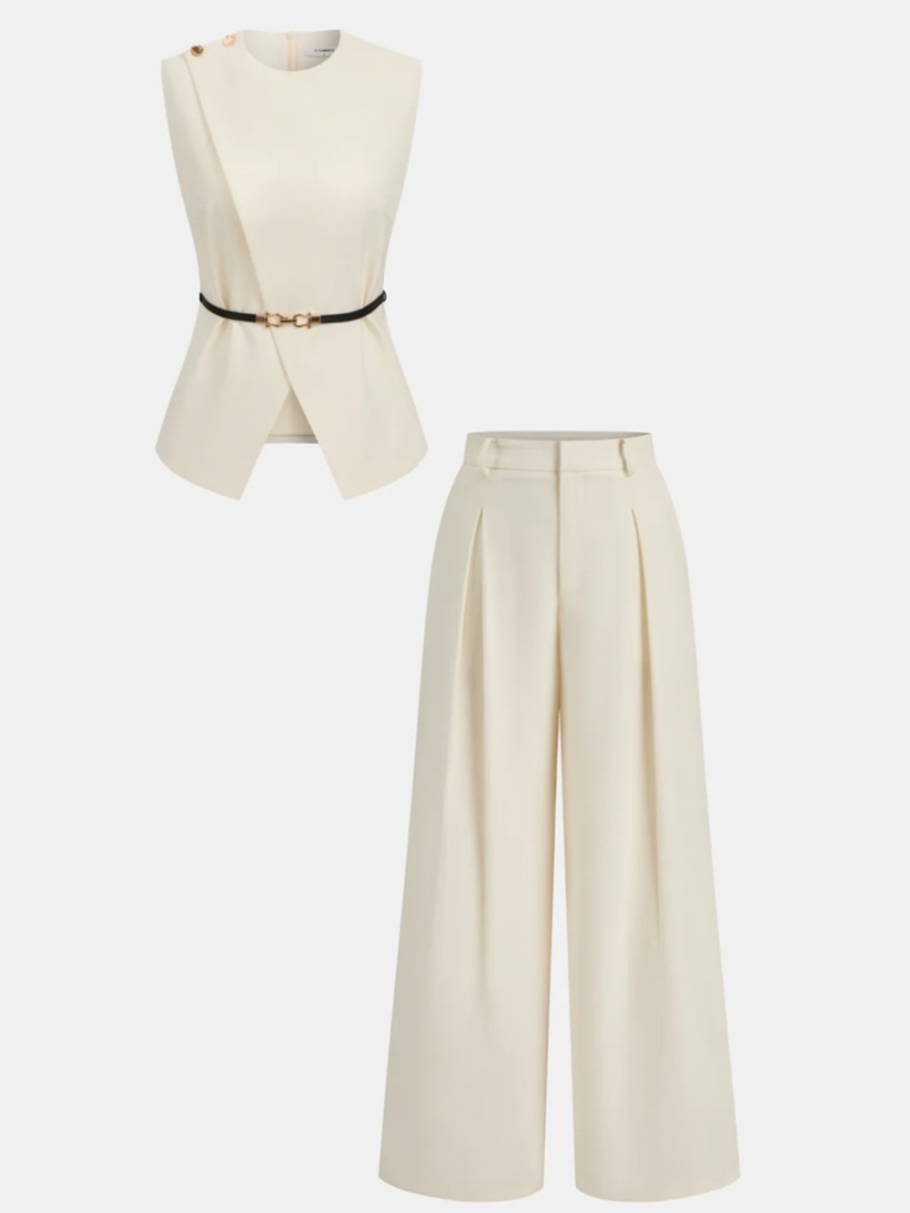 Commense Sleeveless Belted Top & Pleated Pants Set Size XL NWT - Picture 1 of 10